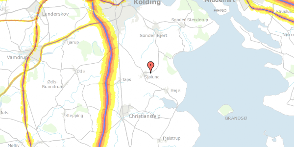 Trafikstøjkort på J.A. Petersens Park 25, 6093 Sjølund