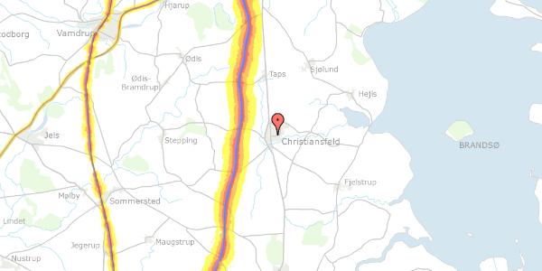 Trafikstøjkort på Kirkegårds Alle 1, 6070 Christiansfeld