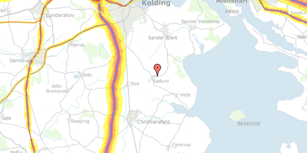 Trafikstøjkort på Skamlingvejen 153A, 6093 Sjølund