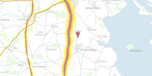 Trafikstøjkort på Koldingvej 49, 6070 Christiansfeld