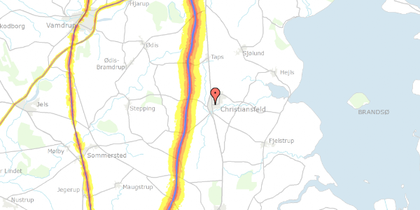 Trafikstøjkort på Lindegade 26, 6070 Christiansfeld