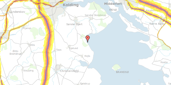 Trafikstøjkort på Mosvigvej 21, 6093 Sjølund