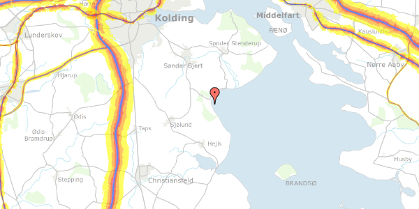 Trafikstøjkort på Rosenalle 1, 6093 Sjølund