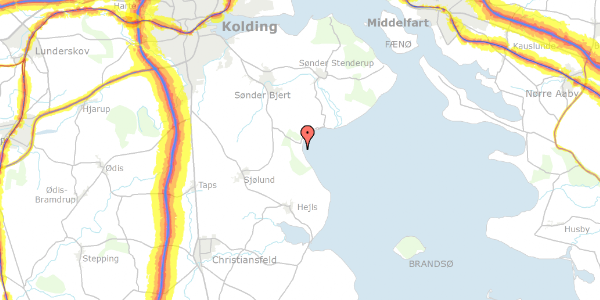 Trafikstøjkort på Rosenalle 5, 6093 Sjølund