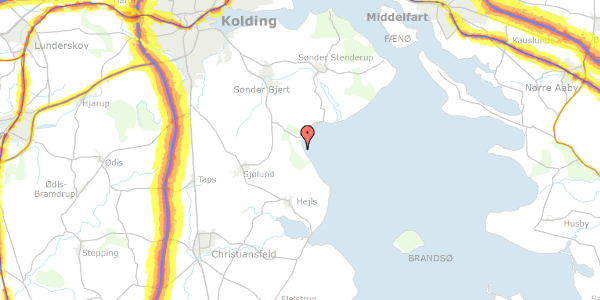 Trafikstøjkort på Rugmarken 8, 6093 Sjølund