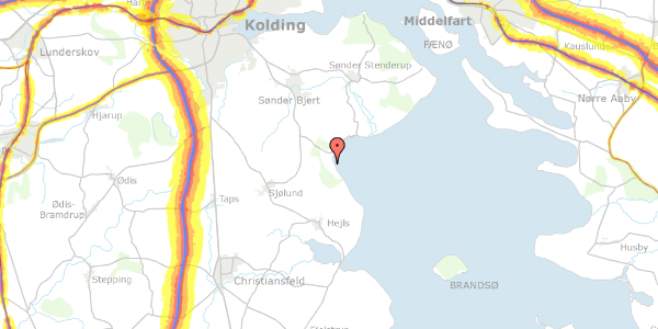 Trafikstøjkort på Rugmarken 21, 6093 Sjølund