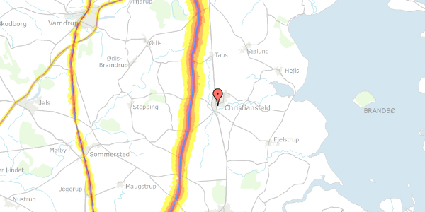 Trafikstøjkort på Vestervang 28, 6070 Christiansfeld