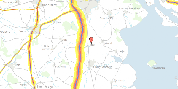 Trafikstøjkort på Åstorpvej 115, 6070 Christiansfeld