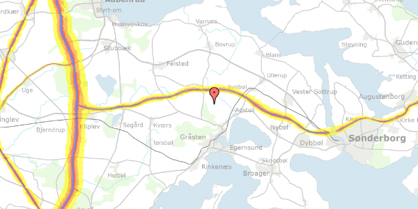 Trafikstøjkort på Fiskbækvej 41, 6300 Gråsten