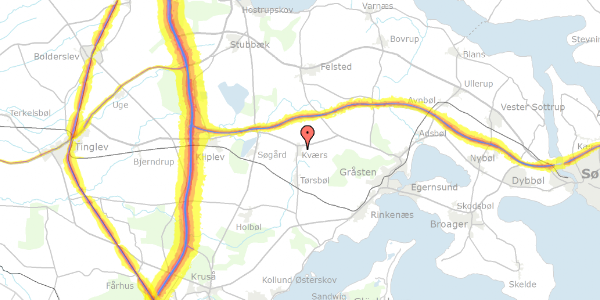 Trafikstøjkort på Kværsgade 15, 1. , 6300 Gråsten