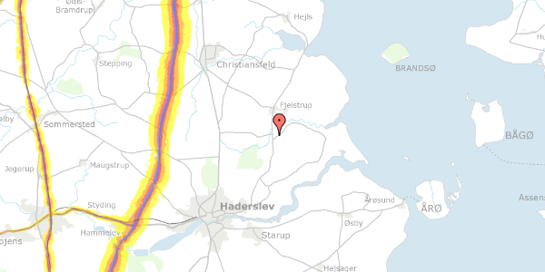 Trafikstøjkort på Fjelstrupvej 134, 6100 Haderslev