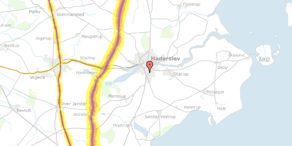 Trafikstøjkort på Fælledvej 5A, 6100 Haderslev