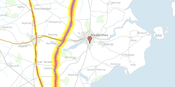 Trafikstøjkort på Fælledvej 12, 6100 Haderslev