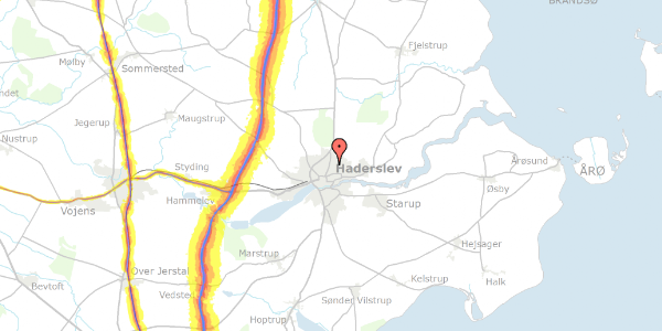 Trafikstøjkort på Hans Krügers Vej 4, 6100 Haderslev