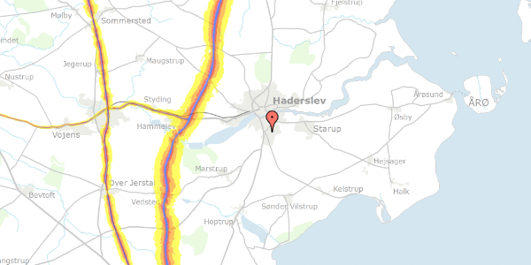 Trafikstøjkort på Hjortebrovej 70, 6100 Haderslev