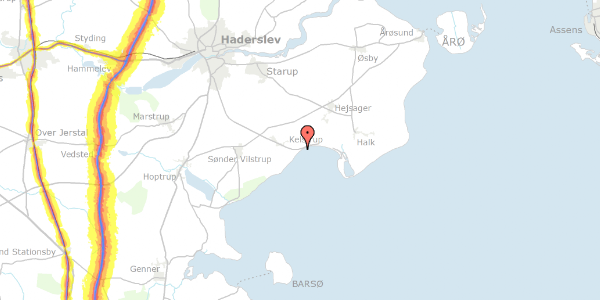 Trafikstøjkort på Kelstrup Kystvej 28A, 6100 Haderslev