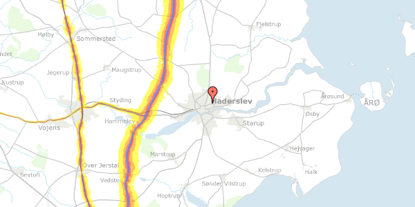 Trafikstøjkort på Marielystvej 11, 6100 Haderslev