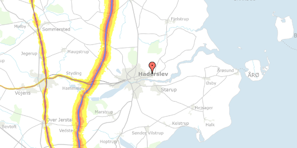 Trafikstøjkort på Nederbyvænget 342, 6100 Haderslev