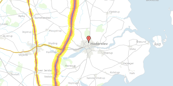 Trafikstøjkort på P.A. Madvigs Vej 14, 6100 Haderslev