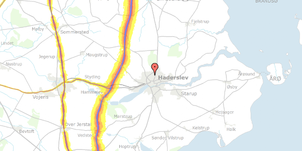 Trafikstøjkort på P.A. Madvigs Vej 17, 6100 Haderslev