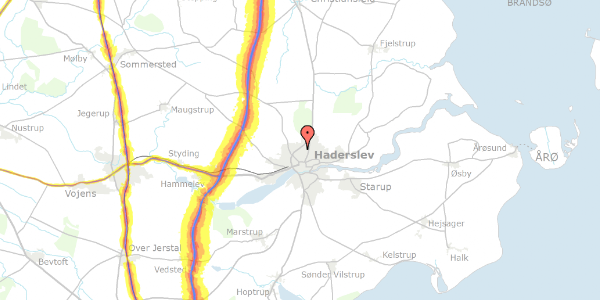 Trafikstøjkort på P.A. Madvigs Vej 25, 6100 Haderslev