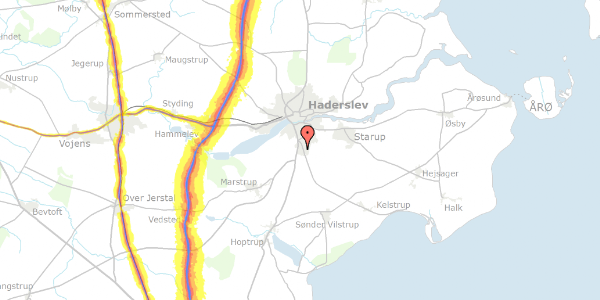 Trafikstøjkort på Skovvænget 14, 2. th, 6100 Haderslev