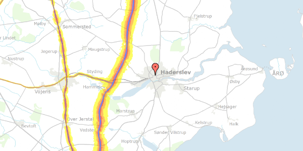 Trafikstøjkort på Slagtergade 20A, 1. , 6100 Haderslev