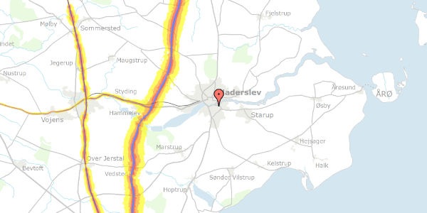 Trafikstøjkort på Sohlsvej 6, 6100 Haderslev