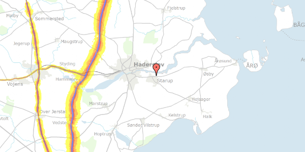 Trafikstøjkort på Starup Fjordvej 12, 6100 Haderslev