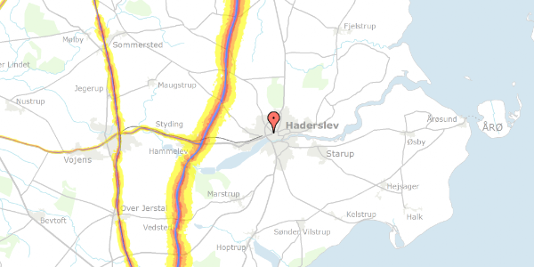 Trafikstøjkort på Vestergade 37, 6100 Haderslev