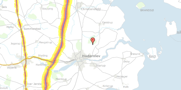 Trafikstøjkort på Østerskovvej 36, 6100 Haderslev