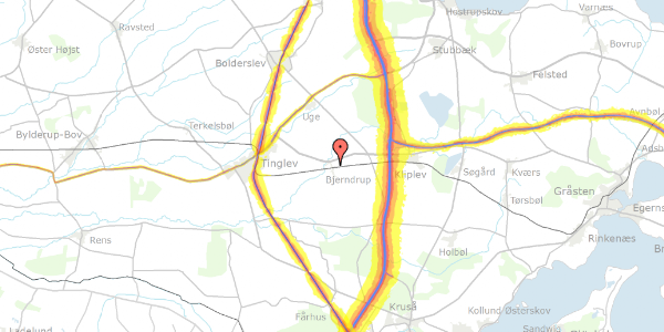 Trafikstøjkort på Bjerndrup Bygade 17, 6200 Aabenraa