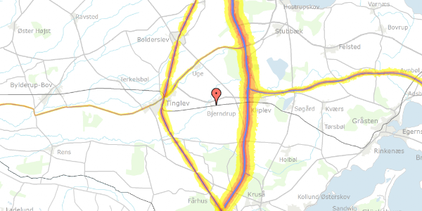 Trafikstøjkort på Bjerndrup Bygade 18, 1. , 6200 Aabenraa