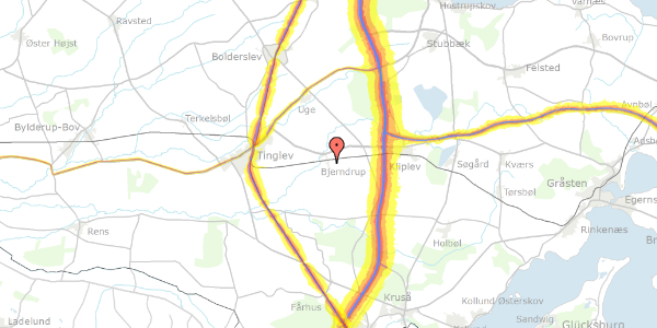 Trafikstøjkort på Bjerndrup Bygade 40, 6200 Aabenraa