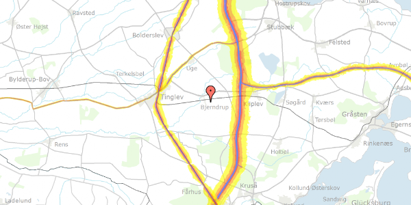 Trafikstøjkort på Bjerndrup Bygade 42, 6200 Aabenraa