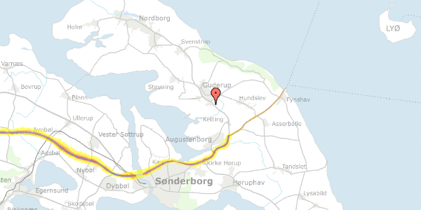 Trafikstøjkort på Sebbelundvej 13, 6430 Nordborg