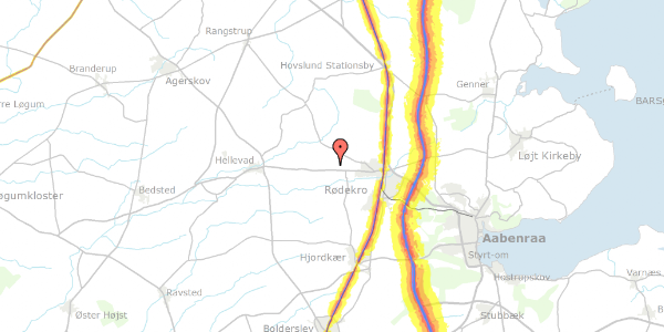 Trafikstøjkort på Hellevadvej 40, 6230 Rødekro