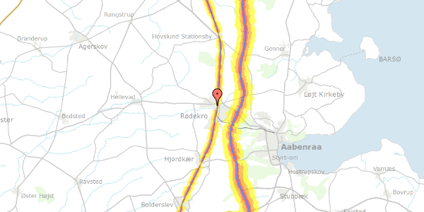 Trafikstøjkort på Mjølsvej 16, 6230 Rødekro