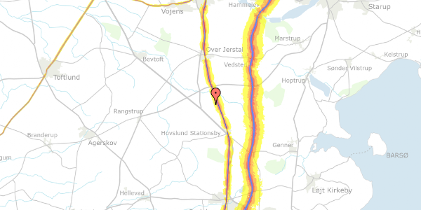 Trafikstøjkort på Nr Hjarupvej 29, 6230 Rødekro