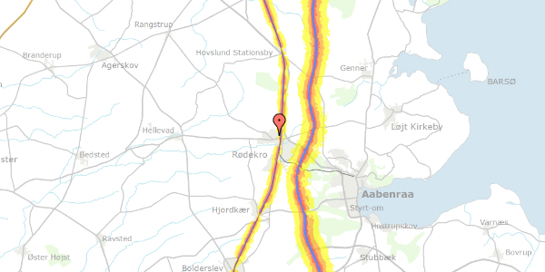 Trafikstøjkort på Nørrevang 16, 6230 Rødekro