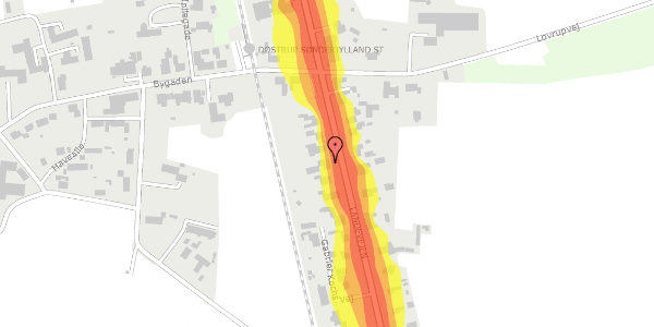 Trafikstøjkort på Landevejen 36, 6780 Skærbæk