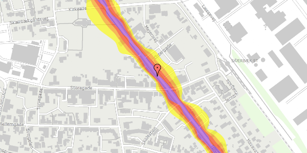 Trafikstøjkort på Ribevej 1, 6780 Skærbæk