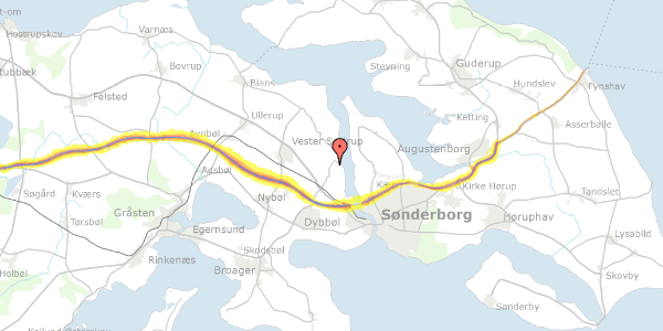 Trafikstøjkort på Sandbjergvej 100, 6400 Sønderborg