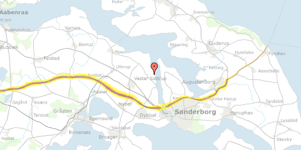 Trafikstøjkort på Nydamvej 74, 6400 Sønderborg