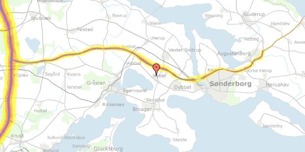 Trafikstøjkort på Bispevænget 22, 6400 Sønderborg