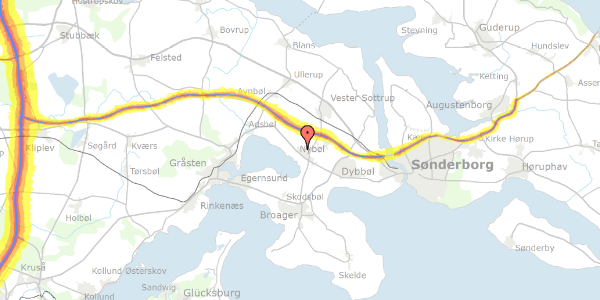 Trafikstøjkort på Bispevænget 44, 6400 Sønderborg