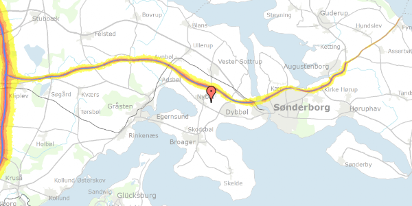 Trafikstøjkort på Sandmarken 1, 6400 Sønderborg