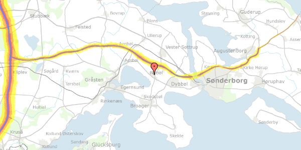 Trafikstøjkort på Smedebjerg 5, 6400 Sønderborg