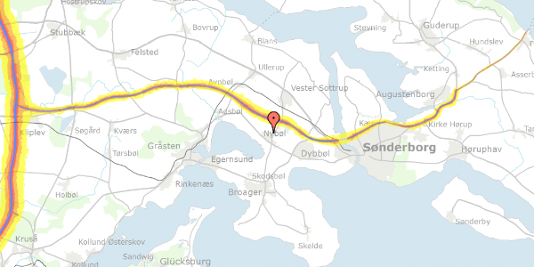 Trafikstøjkort på Langballe 5, 6400 Sønderborg