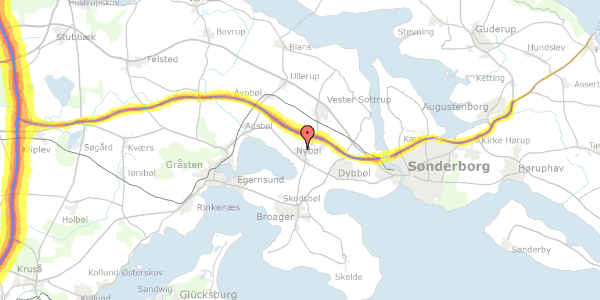 Trafikstøjkort på Langballe 9, 6400 Sønderborg